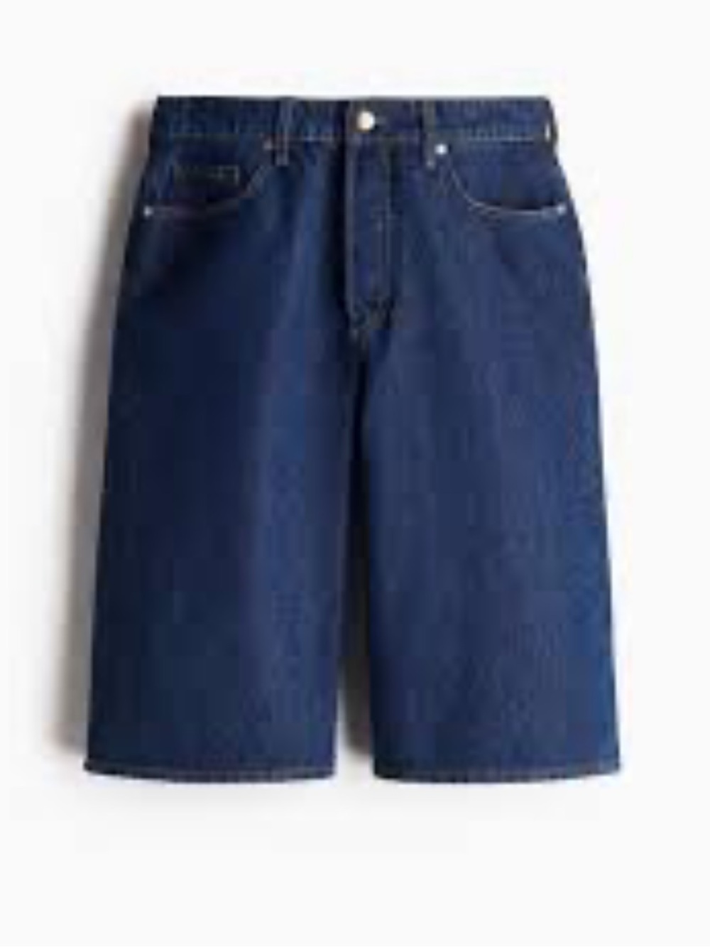 H&M KNEE-LENGTH DARK DENIM SHORTS